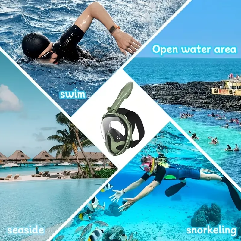 Snorkel Mask Full Face - Adult Full Face Snorkel Mask 180°