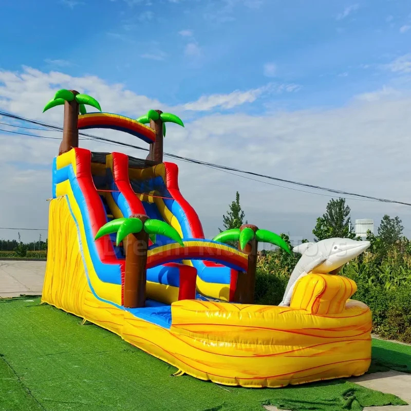 Water Slide Inflatable - Giant Tropical Dolphin Theme Inflatable Water
