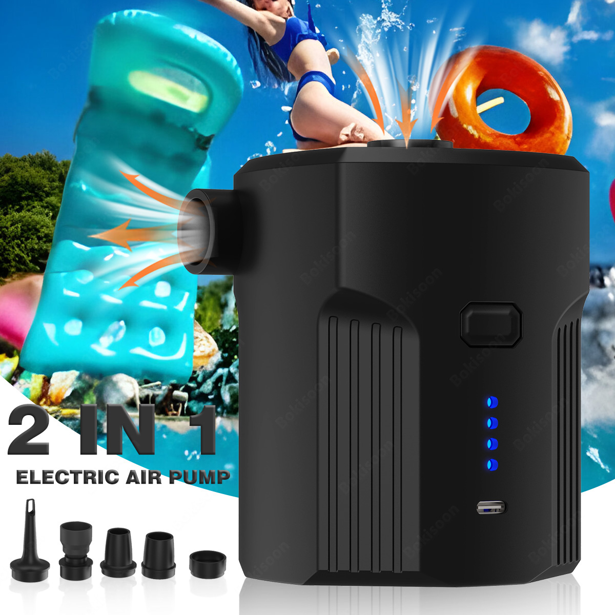 Pool Lounger Inflatable - Portable Electric Air Pump for Inflatables