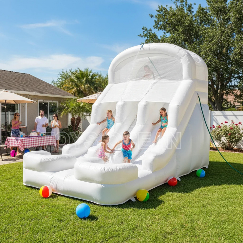 Water Slide Inflatable - Kids Inflatable Water Slide Double White