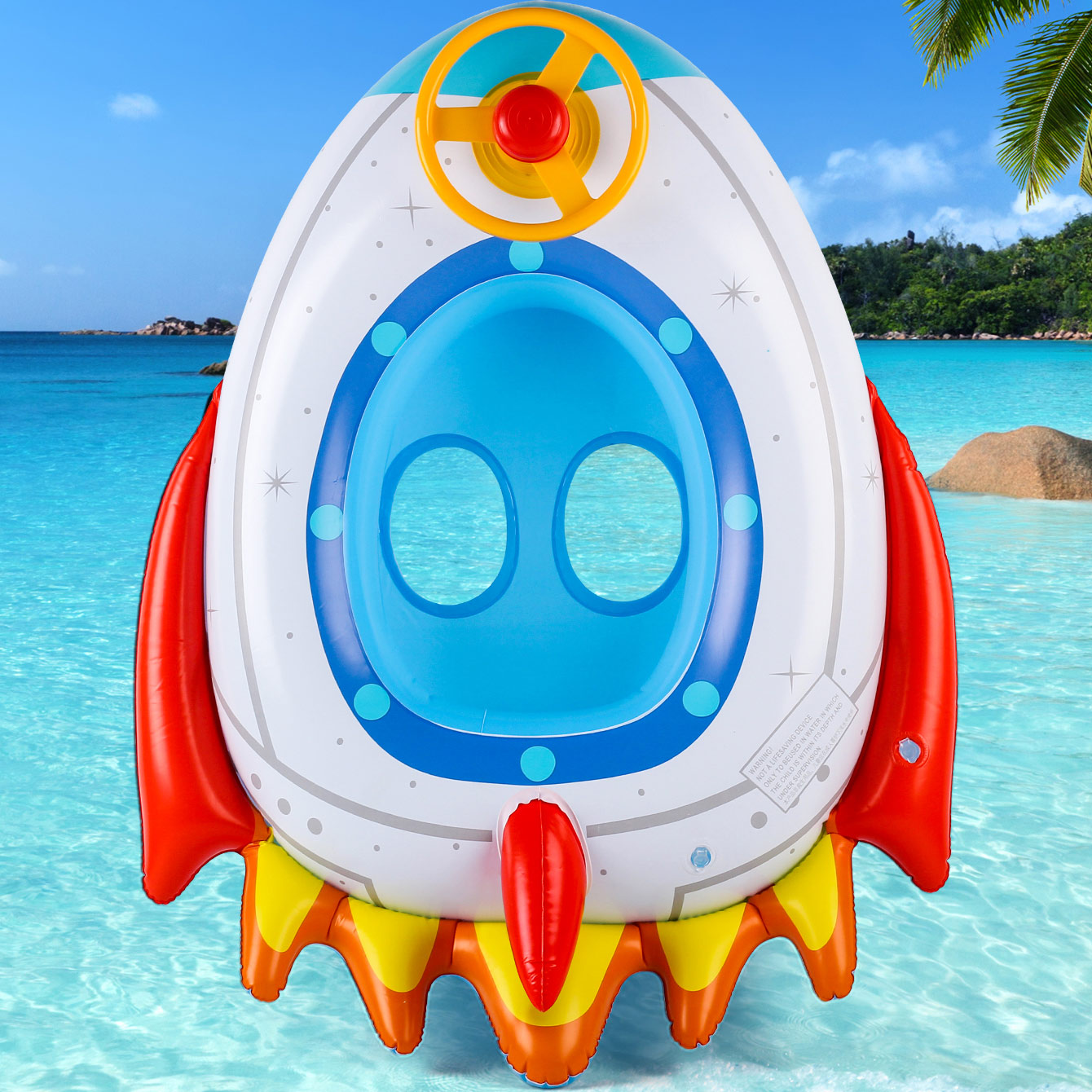 1PC Rocket-shaped Thickened In - Pool Float Ring Inflatable recension och pris