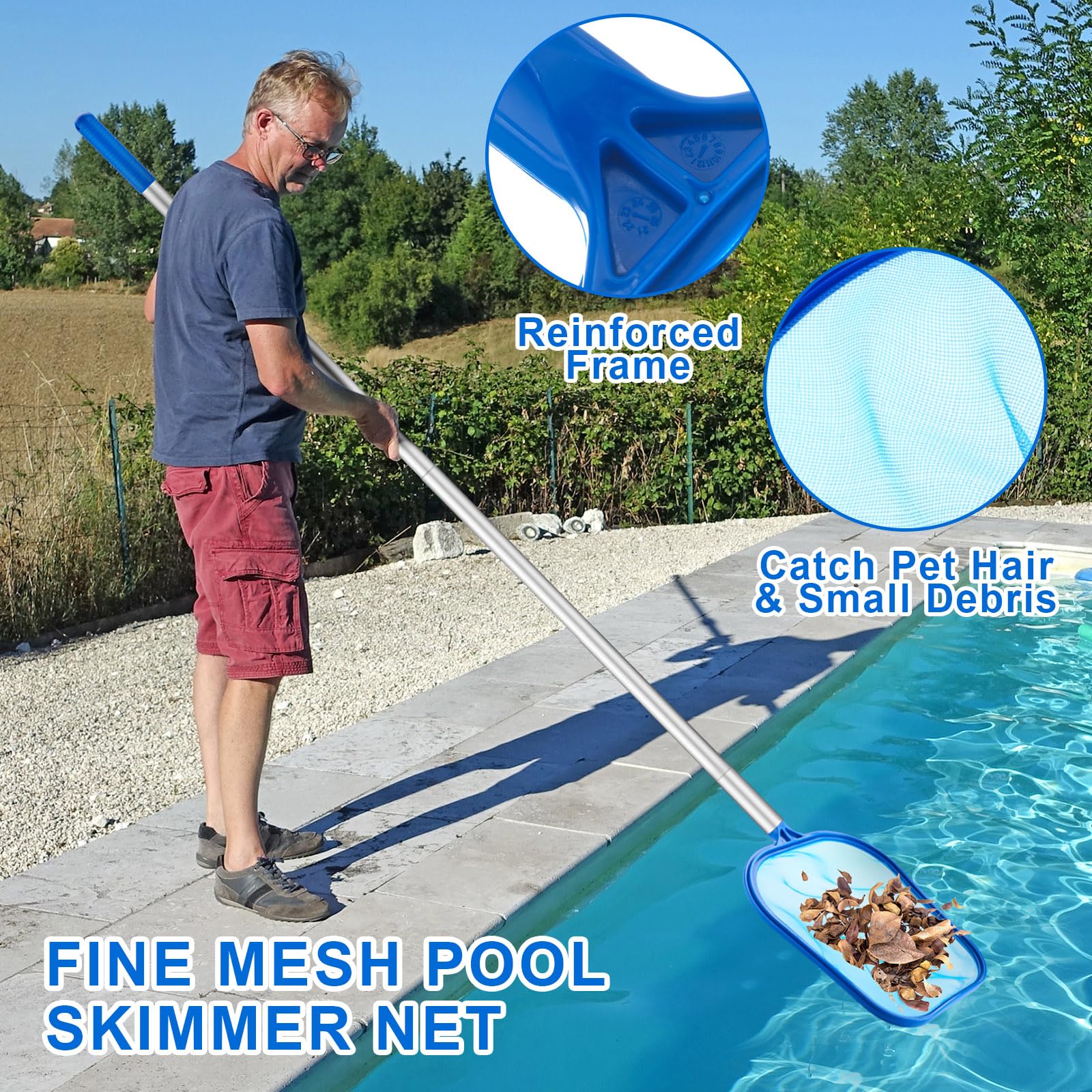3 Pcs Pool Cleaning Kit with H - Pool Skimmer Net recension och pris