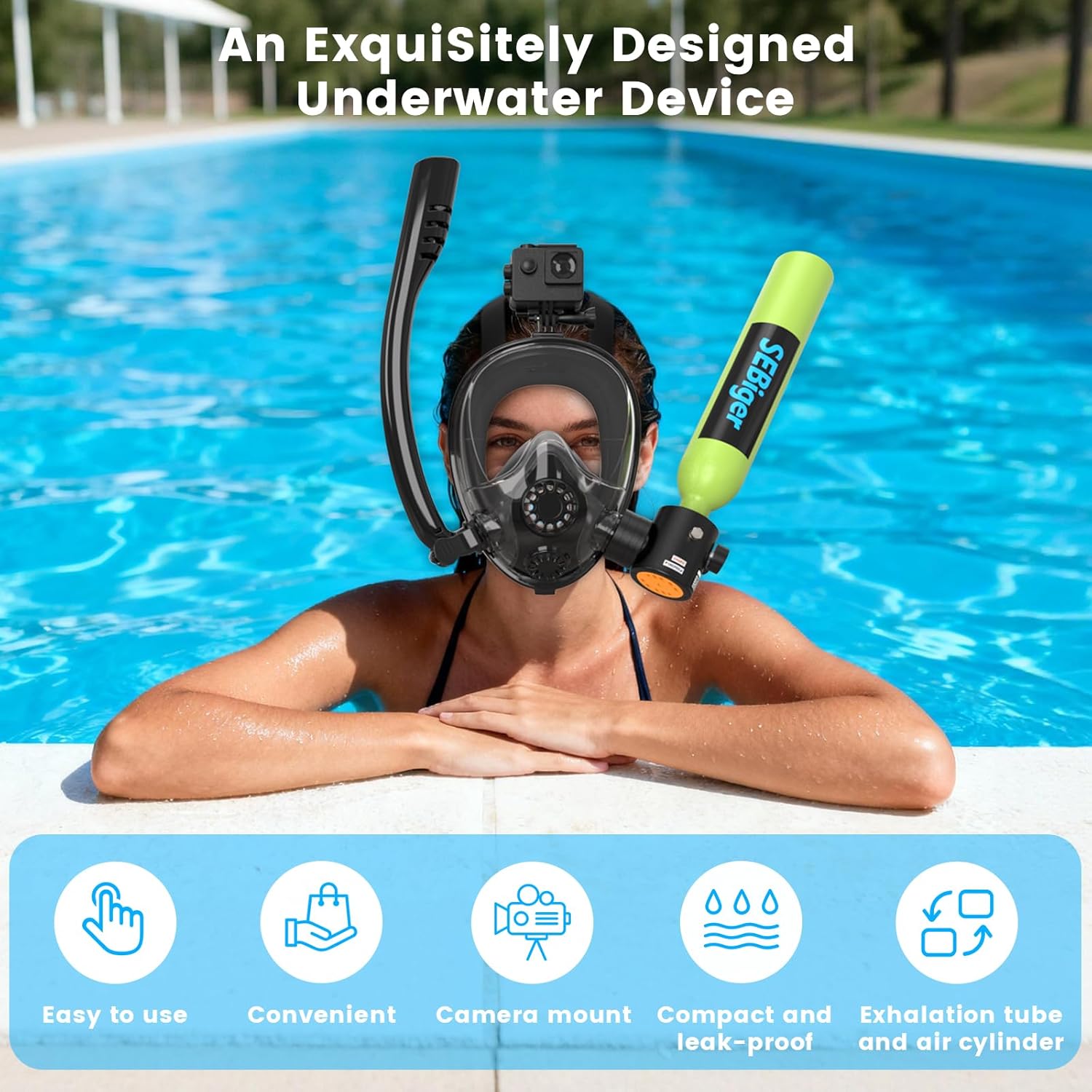 Mini Scuba Tank 0.5L with Full - Snorkel Mask Full Face recension och pris